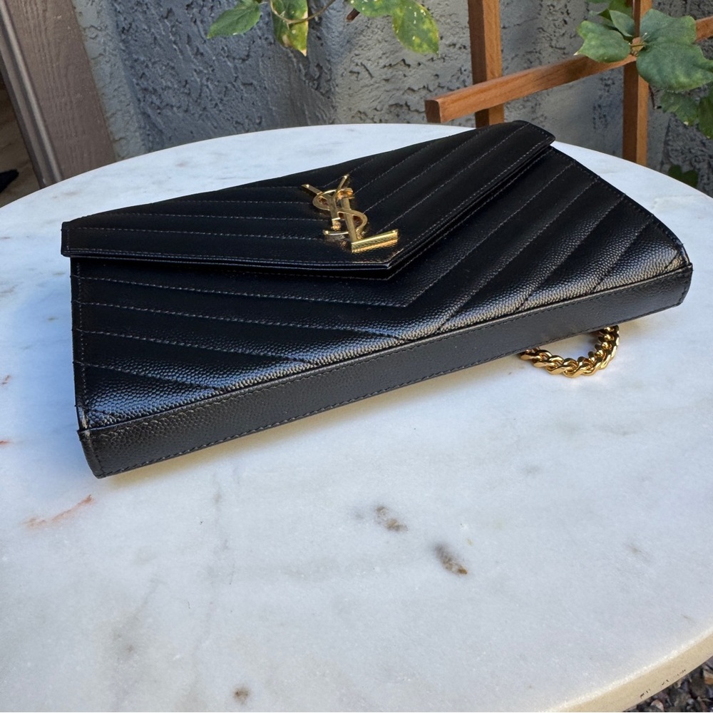 Saint Laurent Cassandre Matelassé Envelope Chain Wallet Crossbody - Picture 12 of 16